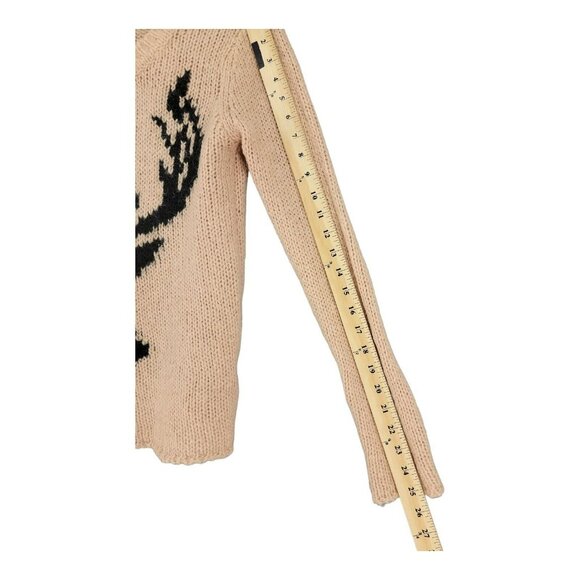 Forever 21 Womens Sweater Buck Deer Stag Mohair Small Peach Casual Holiday - Picture 6 of 8